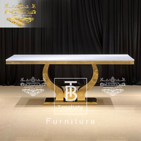 Table de salle à manger moderne en acier inoxydable doré pour couple, mariage, mariée et marié