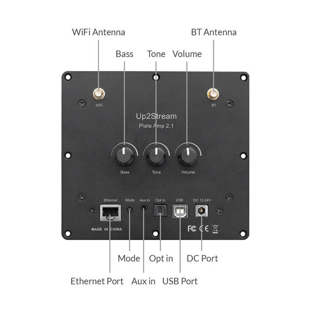 Wireless Streaming Audio Plate Amplifier Board Class D 2x50w@4ohm+Subwoofer Amp Assembled