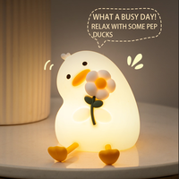 Veilleuse LED en silicone souple en forme de canard fleuri, rechargeable, à commande tactile, blanc chaud, intensité réglable, silicone de qualité alimentaire, pour chambre moderne