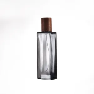 高灰色矩形香水瓶50毫升空玻璃香水油香水瓶带压接顶