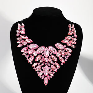 יוקרה רטרו תכשיטים גוף קלאסי תכשיטים ענק rinestone יהלום חתונה שרשרת שרשרת סגסוגת מצופה זהב - Product Image 1