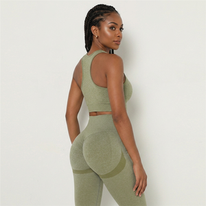 High Waist Seamless Yoga Leggings With <b>Ruched</b> Butt Design Full Length Solid Green Scrunch Butts Fitness Pants - Product Image 1