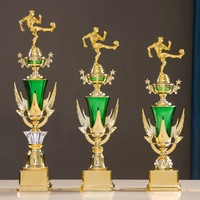 Coupe de trophée en plastique à base dorée, très vendue, avec impression UV et design assemblable pour match de football AD20-2 Taille M
