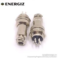 Conector de Aviación Macho y Hembra EnerGiz Electronics GX20, Orientación Recta, 5 Pines, Aleación de Zinc, Niquelado, Soldadura, Negro