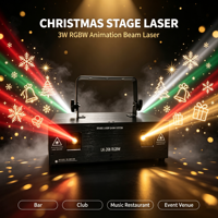 Projecteur d'animation à double tête 3W RGBW, faisceau laser, lumière DMX512, son actif, bar, club, KTV, fête de Noël, scène, IP33, aluminium