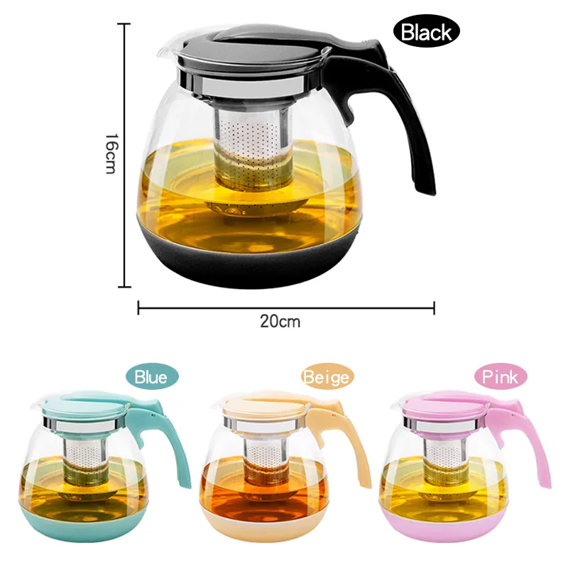Large Capacity Big Handle With Infuser Kettle Glass Teapot