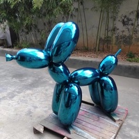 Sculpture d'animal en acier inoxydable, chien ballon, art métallique moderne, décoration intérieure, accessoire de vitrine, pour exposition en galerie et magasin