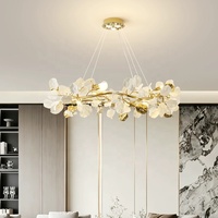 Lustre en céramique pour salle à manger, villa, lampe décorative en forme de feuille et de branche d'arbre, luminaire suspendu pour hôtel, bar, restaurant, hall