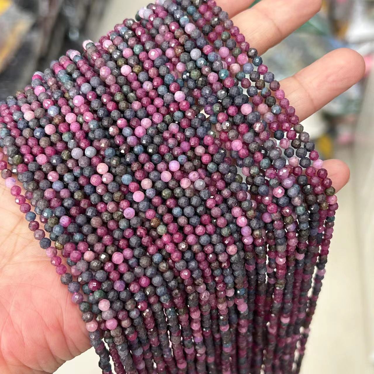 Wholesale 3mm Gemstone Faceted Beads Loose Round Natural Faceted Crystal Stone Beads for Jewelry Making