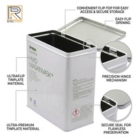 Boîte d'emballage rectangulaire en fer blanc recyclable avec couvercle à charnière pour détergent, lessive, vêtements, chaussettes, cadeaux et artisanat (vente en gros)
