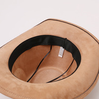 Chapeau de cowboy en feutre suédé à large bord, chapeau Fedora unisexe, chapeau de gentleman rétro vintage, style Panama, chapeau en feutre de laine pour l'automne et l'hiver