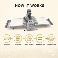 Laminoir à pâte commercial de table avec convoyeur réversible pour pâte feuilletée fraîche, boulangerie, en acier inoxydable, vente en gros