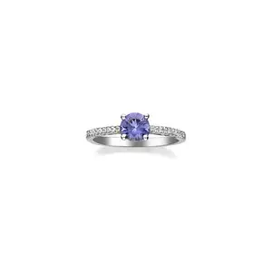 18K White Gold Genuine Tanzanite Ring with for women, authentically and organically sourced shaped Tanzanite jewelry for her