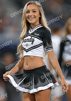 Uniformes personnalisés de pom-pom girl Dandy Spandex vert noir pour tout-petits Tenue de pom-pom girl All Star