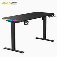 QB Nouveau Bureau de Jeu Électrique Ergonomique PC RGB avec Double Moteur, Hauteur Réglable
