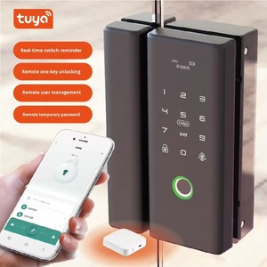 Nueva cerradura de puerta de cristal inteligente para oficina en casa deslizante con código de huellas dactilares para pantalla OLED Bluetooth Tuya WiFi operado por Android - Product Image 2