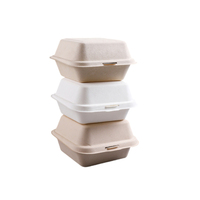 Boîte à hamburger jetable de couleur blanc-brun, boîte à emporter biodégradable pour gâteaux, hamburgers, en-cas, emballage alimentaire