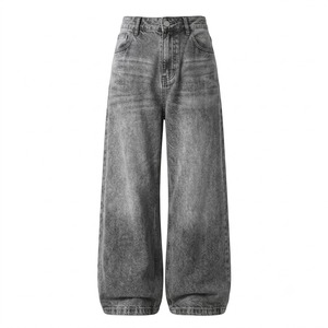 Jean en denim délavé coupe droite taille mi-haute pour homme, coupe ample, en coton, décontracté, vintage, léger et respirant, pour l'hiver et l'été - Product Image 6