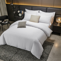 Draps de lit, housses de couette et taies d'oreiller en polyester tissé de qualité pour hôtels cinq étoiles, literie pour chambre d'hôtes, logos personnalisés, respirant