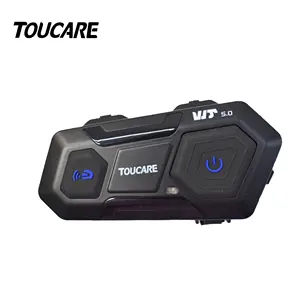 Toucare intercomunicador sem fio para capacete, 1200m, música estéreo, bluetooth, para 2 pilotos, sem fio, para moto e bicicleta