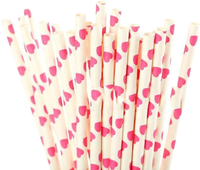 Fabricant d'usine Pailles à boisson en papier à pois en forme de cœur multicolores écologiques sans BPA Pailles de fête mignonnes