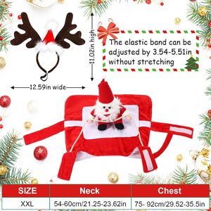 Disfraz Navideño para Perro, Disfraz de Santa Claus Montando a un Perro, Disfraz de Reno con Diadema de Astas, Ropa Navideña para Cachorros, Material de Felpa - Product Image 3