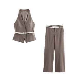 SHENZHU abbigliamento <span class=keywords><strong>donna</strong></span> 2025 primavera nuova giacca abito retrò <span class=keywords><strong>gilet</strong></span> corto con scollo a V cintura sottile Top 2010812 6929403 - Product Image 3