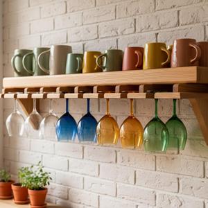 Portabicchieri da Parete, <span class=keywords><strong>Portabottiglie</strong></span>, Accessorio Bar, Portaoggetti, Pallet in Legno, Decorazione Bar, Portabicchieri da Vino - Product Image 5