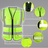 Gilet de sécurité haute visibilité avec poches et fermeture éclair, conforme aux normes ANSI/ISEA