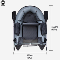 Bateau pneumatique pliable en PVC noir de bonne qualité à prix abordable, avec fond rigide en aluminium, dossier et siège pour la pêche