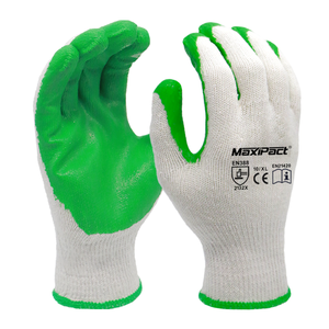 Gants <span class=keywords><strong>de</strong></span> sécurité MaxiPact en <span class=keywords><strong>vente</strong></span> directe d'usine, en <span class=keywords><strong>latex</strong></span> vert texturé, respirants, flexibles, avec poignets tricotés en polyester et coton - Product Image 1