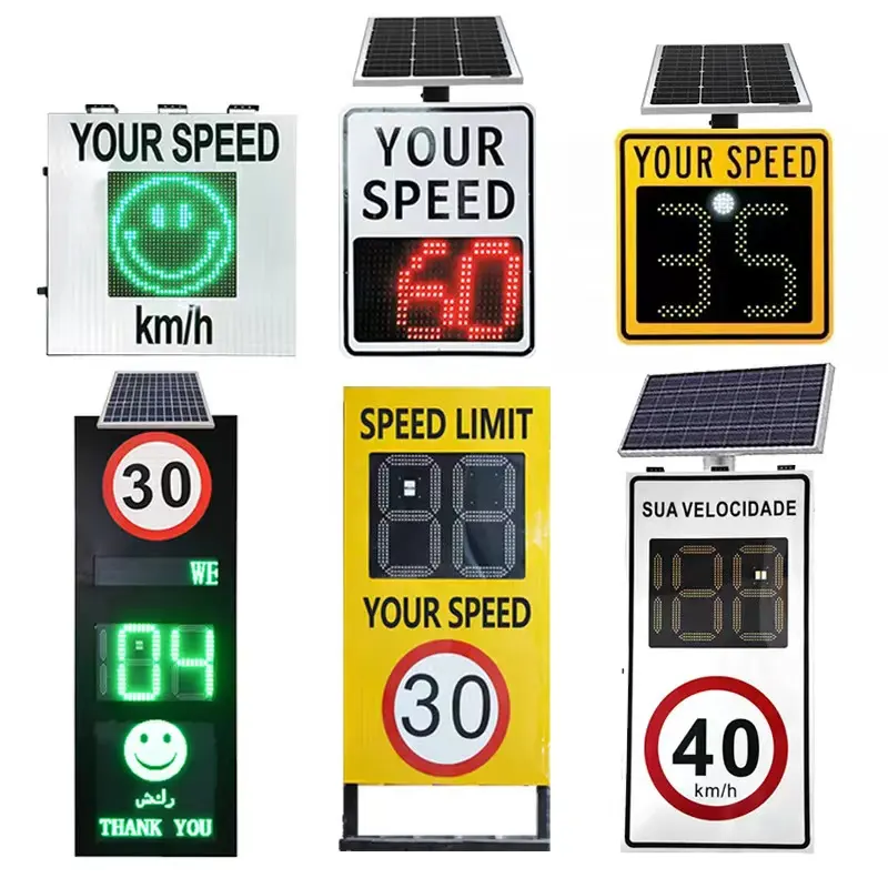 Cheap Speed Radar Sign Solar LED Speed Limit Radar Warning Radar Speed Sign Highway Road Traffic Sign