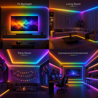 Bande LED COB intelligente WS2811 adressable BERIXDEEP RGB IC 720 LED/m 12V 10mm, couleur magique dynamique sans points, pour décoration de fête