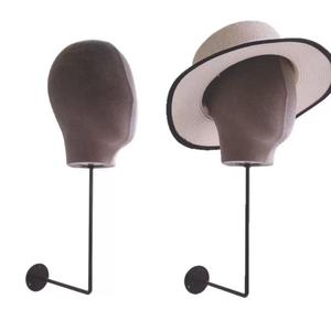 Tête de mannequin murale, support de perruque en velours, présentoir à chapeaux, support à chapeaux, présentoir à perruques, crochet long, support mural suspendu - Product Image 3