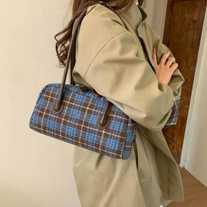 Bolso de Hombro de Moda Personalizado de Fábrica, Bolso Elegante de Lana a Cuadros, Bolso Bandolera para Mujer - Product Image 2