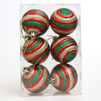 Boules de Noël de luxe transfrontalières en gros, 6 cm, fabriquées à la machine, en plastique électroplaqué, 2 couleurs, décorations suspendues pour sapin de Noël