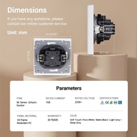 Enchufe Schuko Alemán Certificado por TUV, 16A 250V, 30 Años de Garantía, Interruptor de Pared de PC Ignífugo V0, Tomas de Corriente Eléctricas