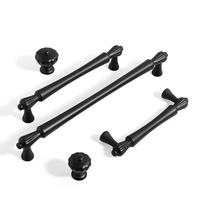 Poignée de meuble et bouton de tiroir haut de gamme en alliage de zinc noir mat pour armoire de chambre d'appartement de luxe, placard et porte de meuble