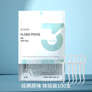 Fil dentaire en bâtonnets, pack familial de 100, fil rond ultra-fin, sans danger pour une utilisation à domicile, portable, pour le nettoyage interdentaire - Product Image 1