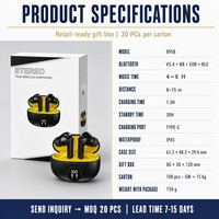 Casque sans fil Sunelan avec réduction de bruit, écran LED, faible latence 5.4, écouteurs sportifs avec embouts TWS étanches