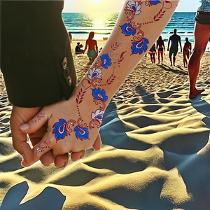 Tatuajes Temporales de Henna Lavables y Ecológicos, Color Marrón Granate, Diseño de Encaje Sexy, Mandala y Flores para Cara y Cuerpo - Product Image 2