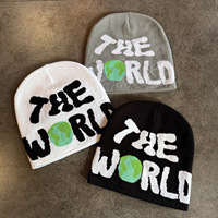 Gorros de punto jacquard Mea Culpa con logo bordado personalizado, diseño Y2K Hip Hop con estampado completo, MOQ bajo, de Wins Flying