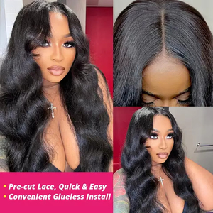 Perruques sans colle en cheveux humains, Lace Front brésilien lisse, perruque avec closure 5x5, prête à porter, pré-coupée et pré-épilée - Product Image 5
