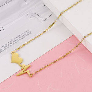 Coppia di moda di san valentino gioielli regalo ECG amore ciondolo cuore inciso collane per donna - Product Image 3