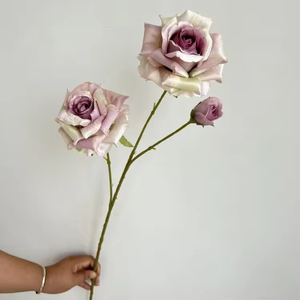 Venta directa de fábrica, flores artificiales al por mayor, 3 rosas artificiales grandes de seda, decoración para bodas y fiestas - Product Image 6
