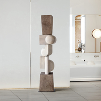 Sculpture en bois massif ronde, ornement d'art - Décoration douce pour l'entrée, décoration de sol pour salle d'exposition, maison d'hôtes, hôtel, installation artistique