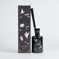 Diffuseur à bâtonnets en verre sur le thème d'Halloween 200 ml, huile parfumée premium, bâtonnets en rotin naturel, sans plomb, décoration aromatique pour la maison, effrayant