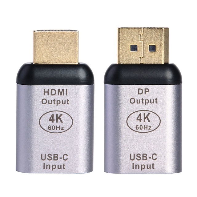 USB Type C Female to HDMI-compatible DP Male Adapter 4K 60Hz 3D Converter for MACBook Pro Air Laptop Mobile Phone