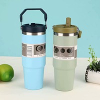 Bouteilles d'eau isothermes en acier inoxydable 304, anti-fuite, avec paille, personnalisables, avec manchon en papier, 20oz et 30oz