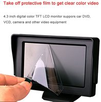 Layar LCD TFT 4.3 Inci Monitor Kamera Cadangan Tampilan Belakang Kit Kamera Parkir Mundur Tahan Air untuk Mobil SUV Van Truck